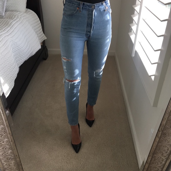 Re/Done High Rise Ankle Crop size 24 25 light wash - Picture 7 of 8